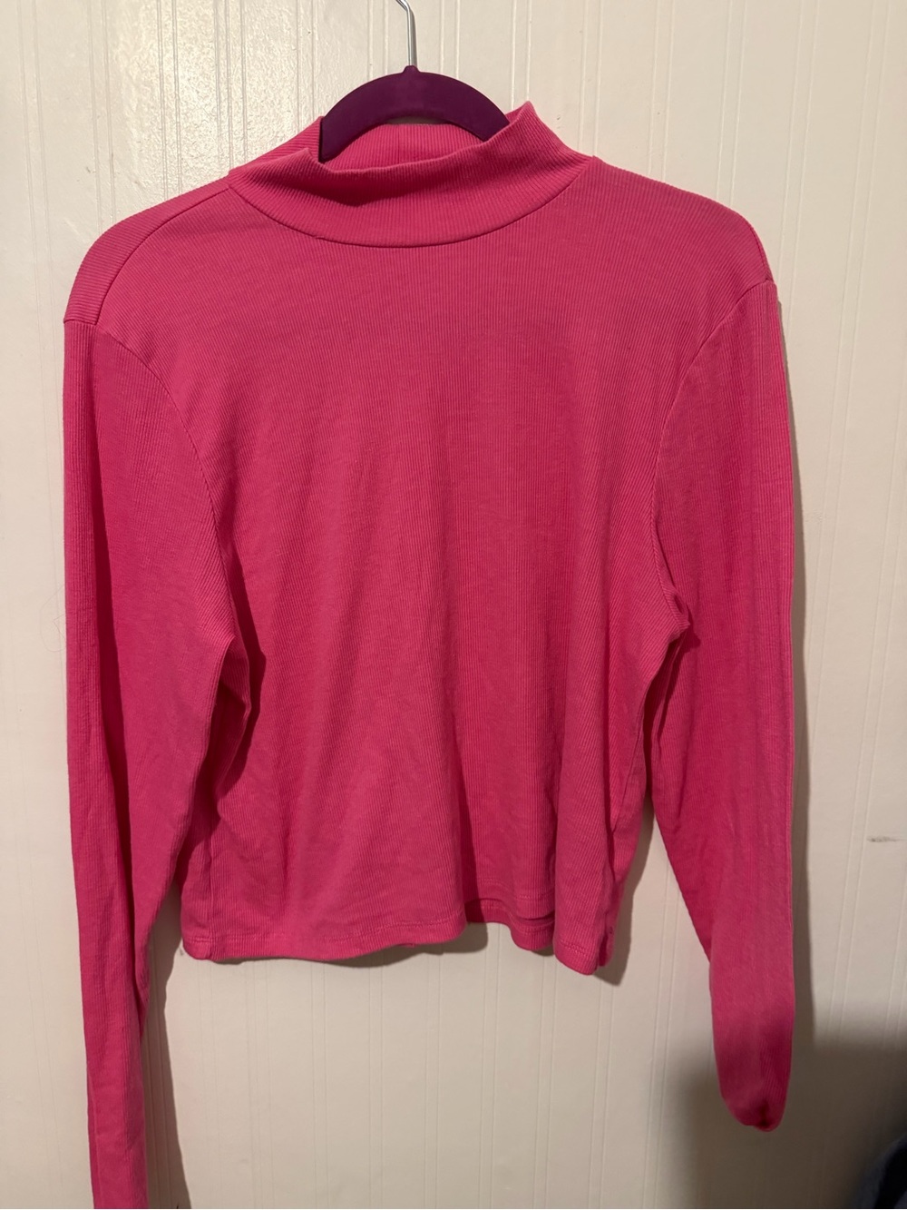 Women's Pink Mock Neck Long-Sleeve Top XXL